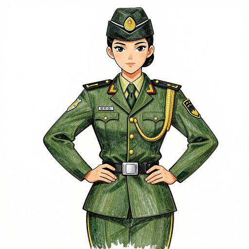 Confident Policewoman in Military Uniform