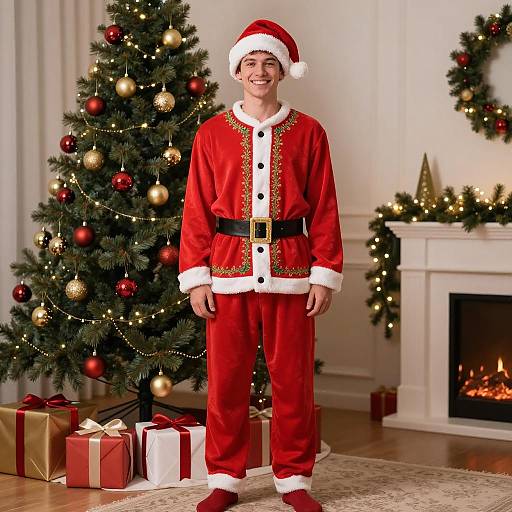 Festive Christmas Portrait in Pajamas