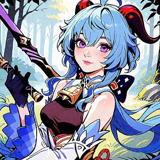 Ganyu Drawing Bow in Forest