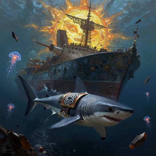 Fierce Shark Warrior in Dark Fantasy