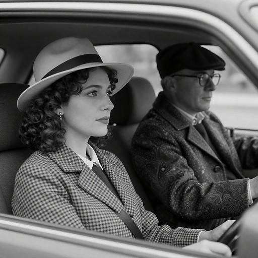 Vintage Style Couple in Car