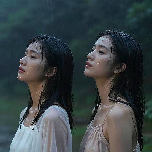 Ethereal Women in Rainy Forest