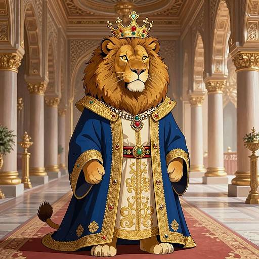 Royal Anthropomorphic Lion Illustration