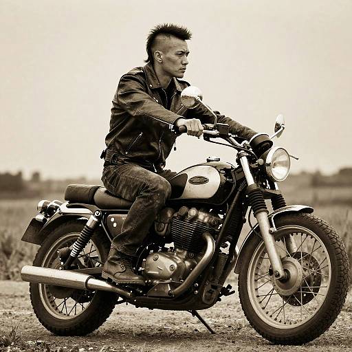 Vintage Biker with Shaved Mullet