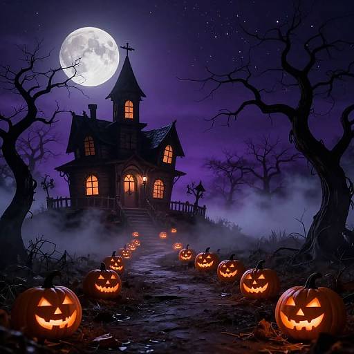 Spooky Haunted House Halloween Night