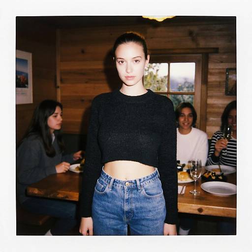 Slim Woman in Cozy Cabin Celebration