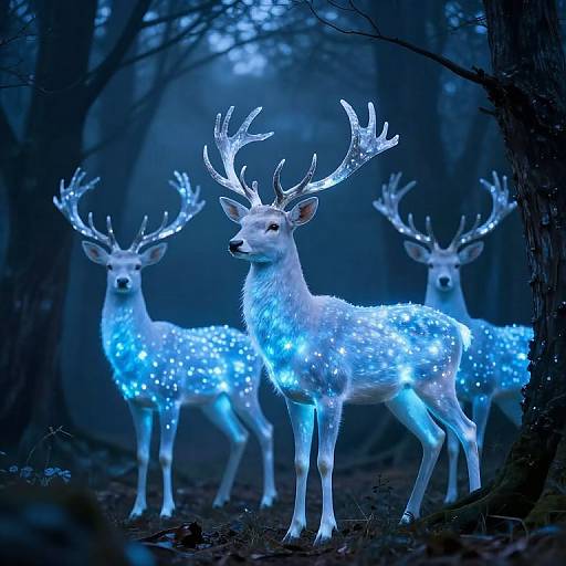 Ethereal Deer in Misty Twilight Forest