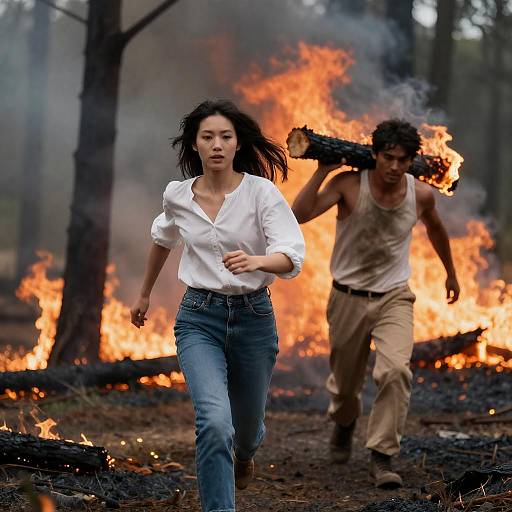People Running from Forest Fire