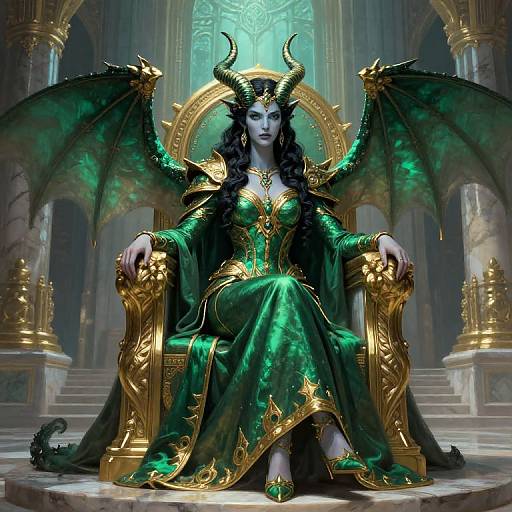 Horned Tiefling Dragon Queen Throne