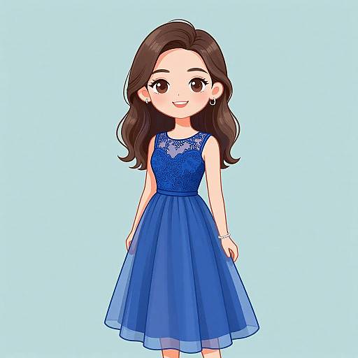 Smiling Woman in Royal Blue Dress