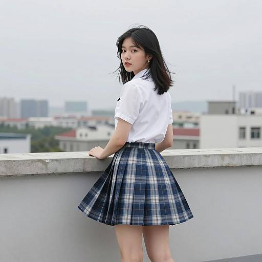 Urban Asian Woman in Overcast Setting