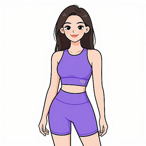 Smiling Woman in Purple Athletic Wear