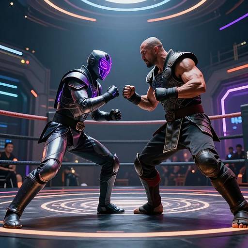 Cyberpunk Judoka Battle Scene