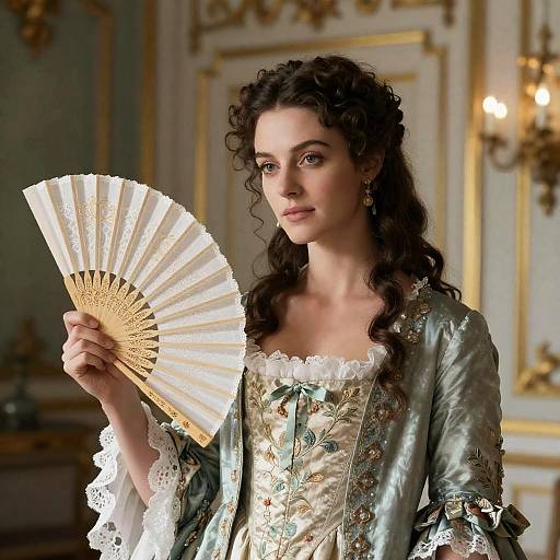 18th Century Woman in Ornate Hall