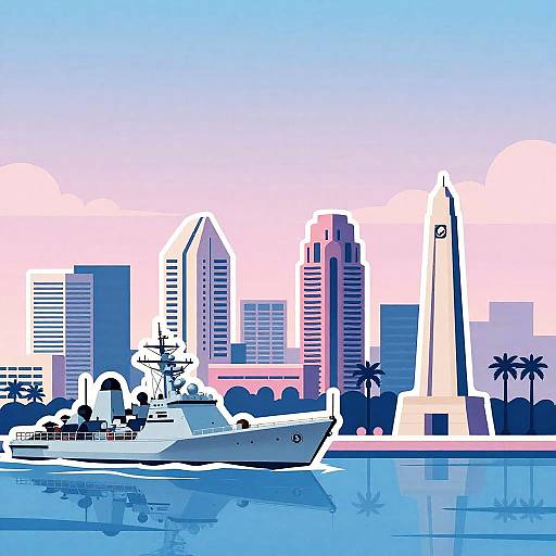 San Diego Landmarks Coastal Illustration