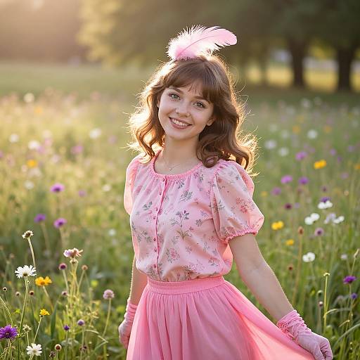 Joyful Woman in Sunlit Meadow