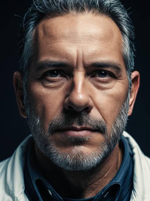Close-up Portrait of Mature Man with Gray Hair and Beard