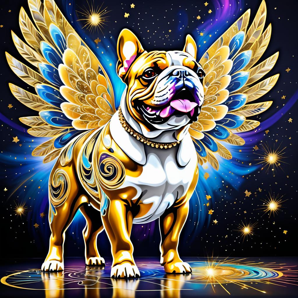 Playful Bulldog Graffiti with Divine Elements