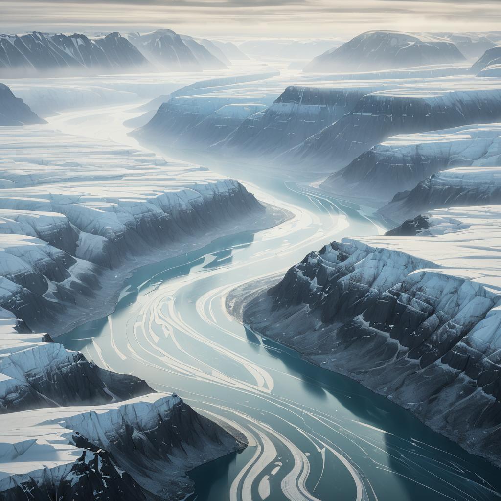 Aerial View of Arctic Fjord Serenity