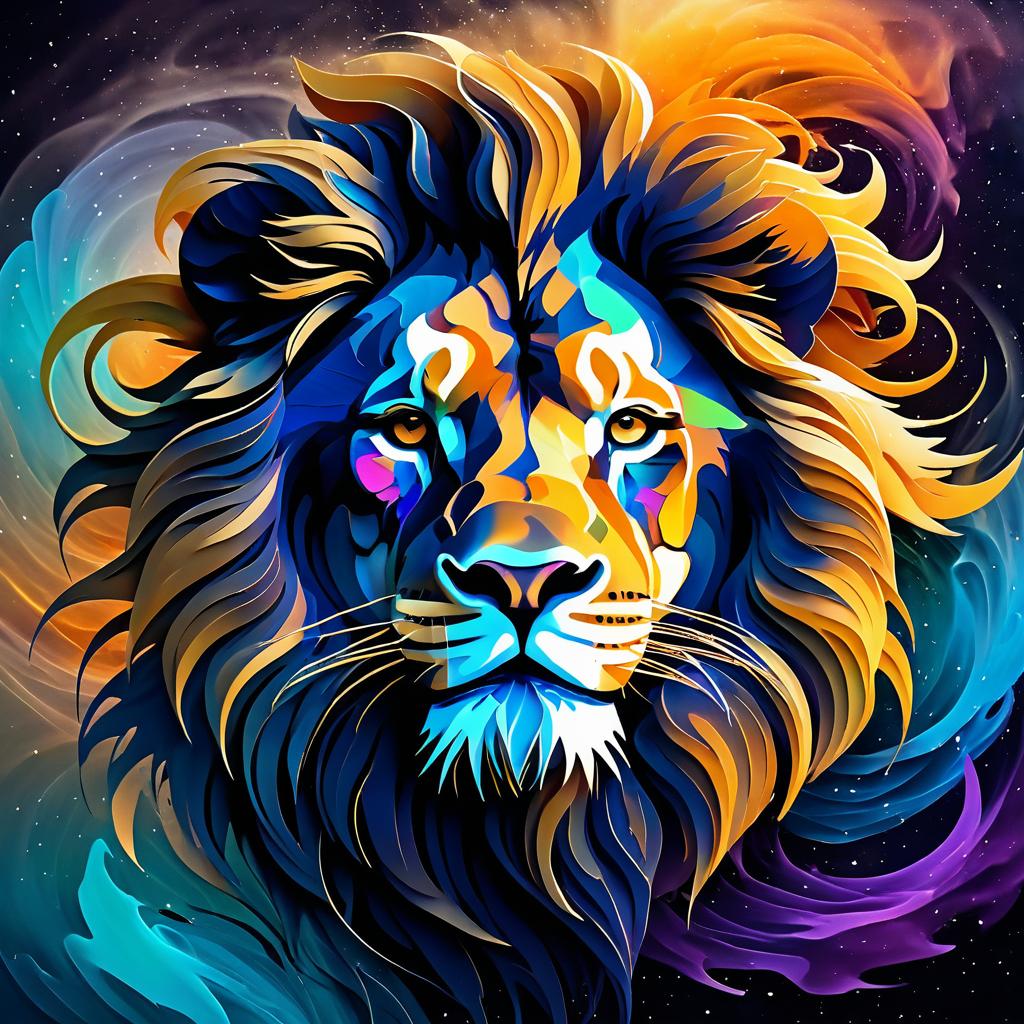 Ethereal Abstract Lion Portrait in Motion