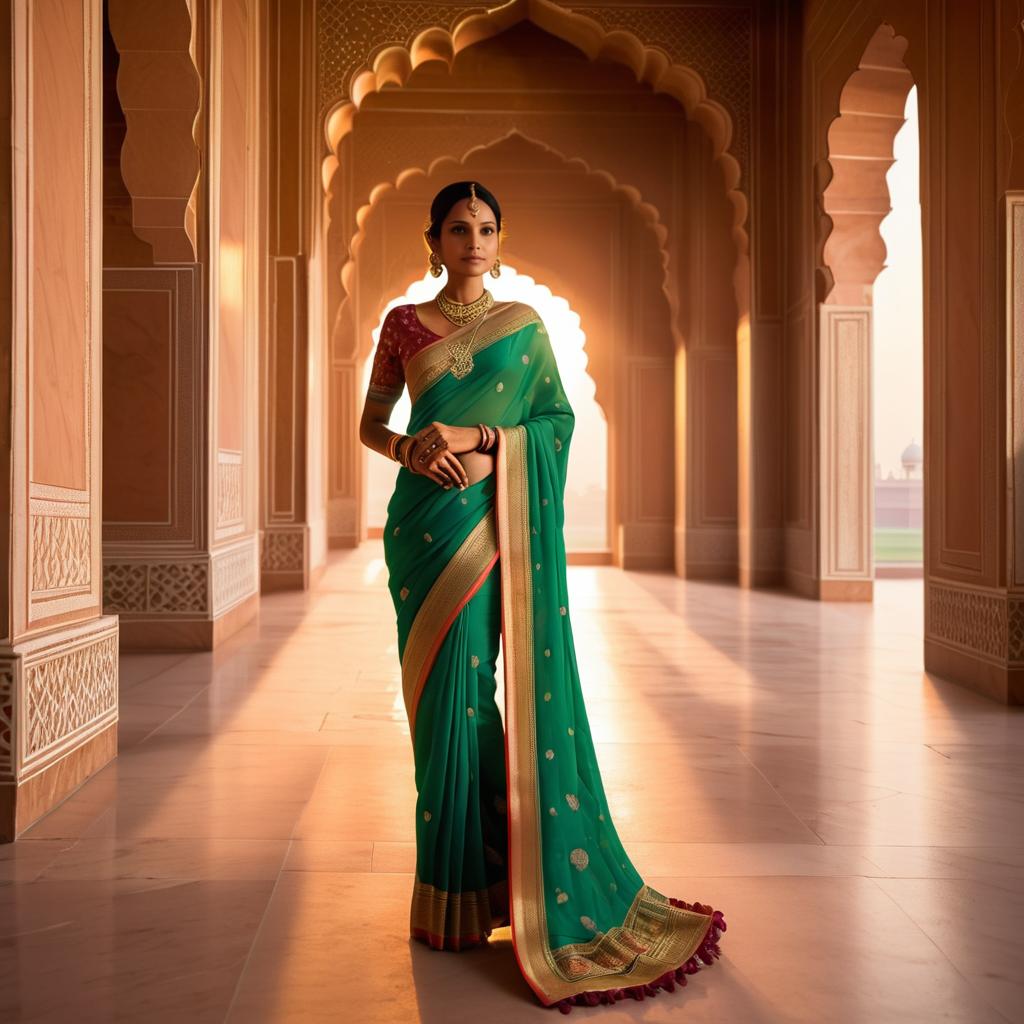 Cinematic Portrait of Indian Woman at Taj Mahal