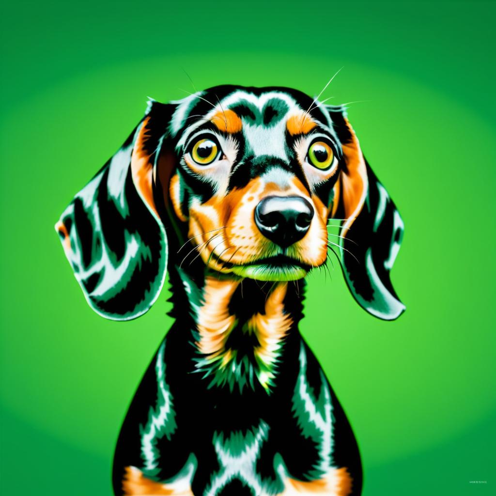 Photorealistic Dachshund Portrait on Green Background