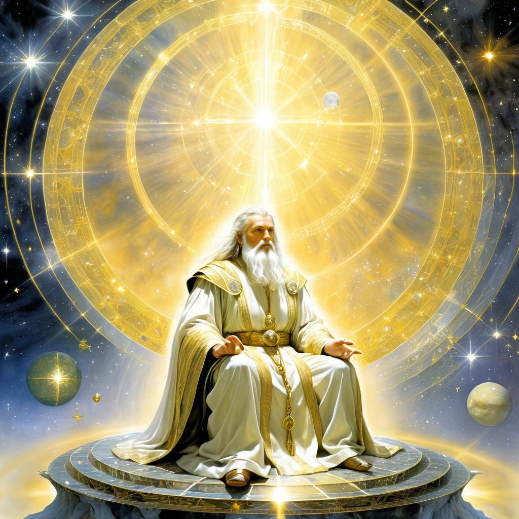 Ancient Wizard Meditating in Space