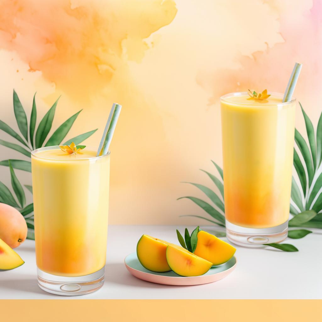 Whimsical Watercolor Mango Lassi Art