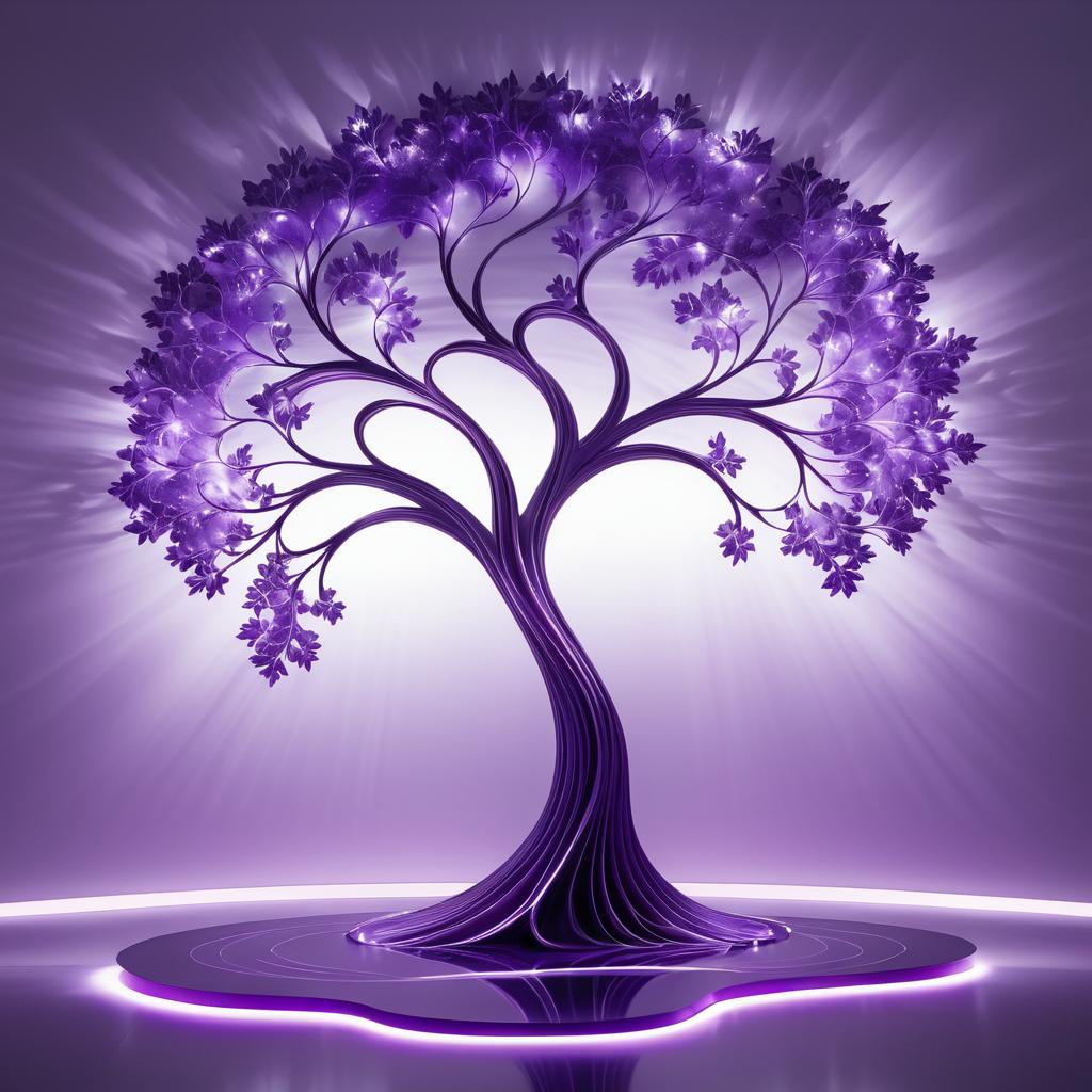 Ethereal Purple Tree Light Art