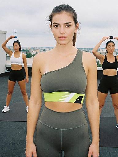 Confident Hourglass Woman in Athletic Wear