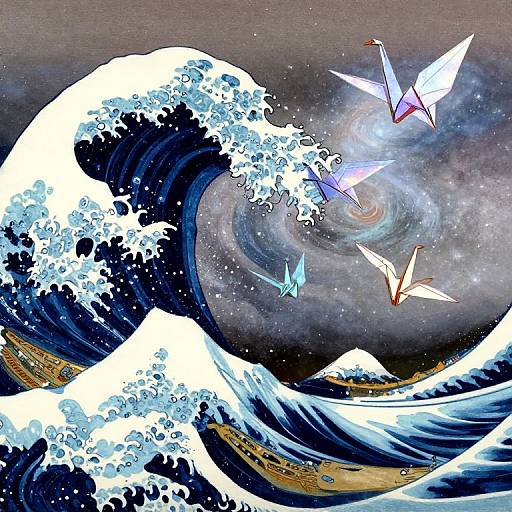 Digital art of Hokusai's 