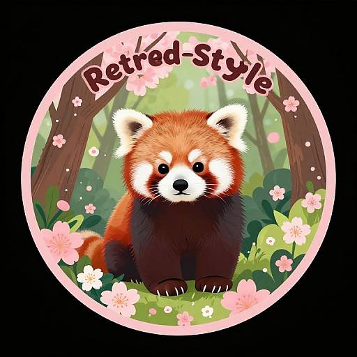 Retro Kawaii Red Panda Blossom