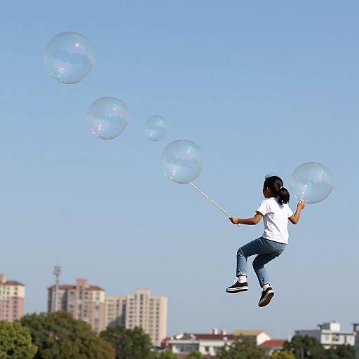 Children Riding Giant Soap Bubbles