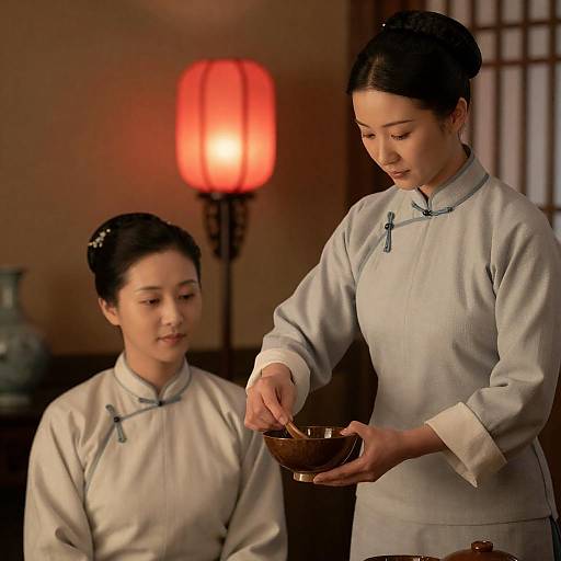 Traditional Chinese Women in Warm Setting