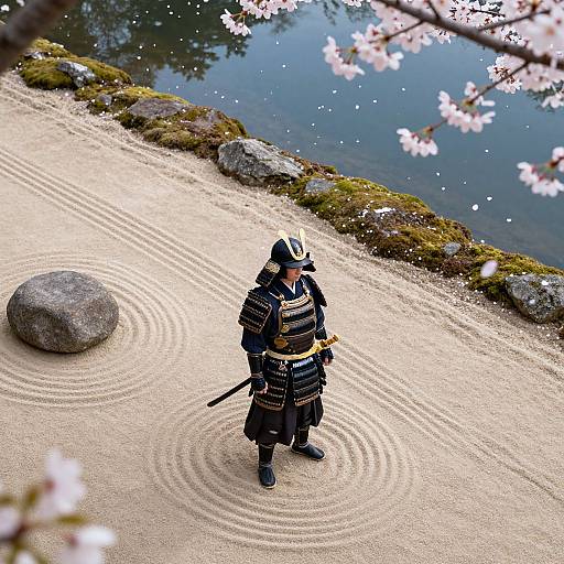 Aerial View of Serene Zen Garden