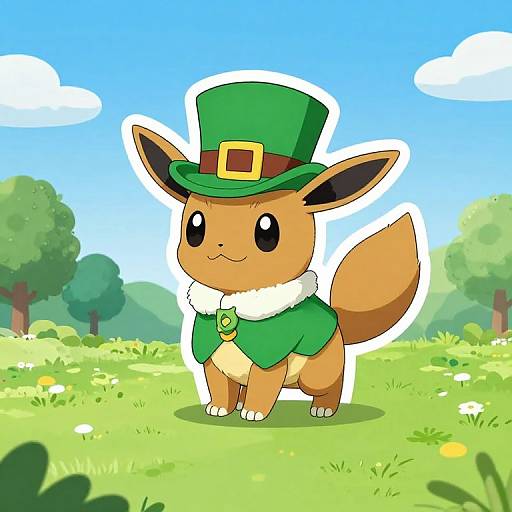 Cute Eevee in St. Patrick's Day Outfit