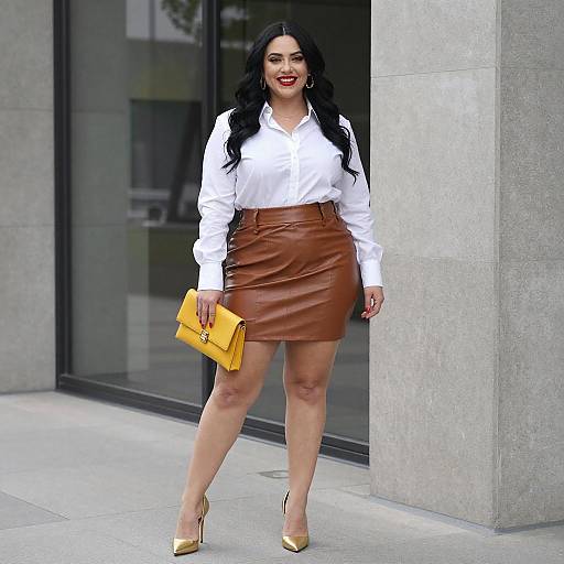 Confident Curvy Woman in Stylish Outfit