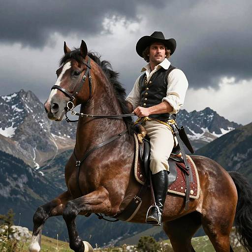 Napoleon on Horse with Mountain Backdrop