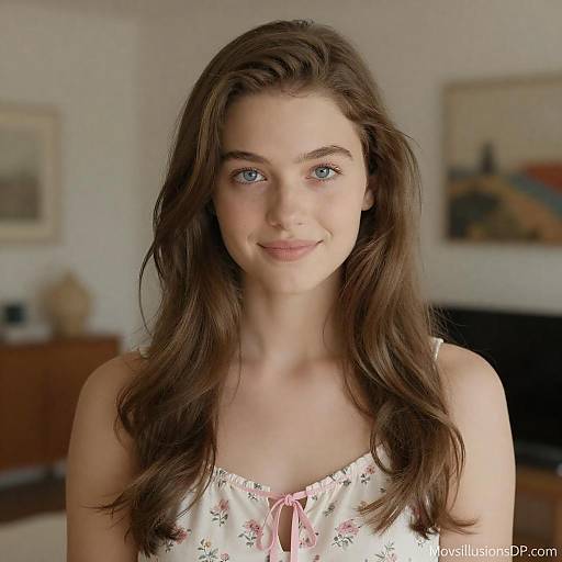 Radiant Young Woman in Sunlit Room