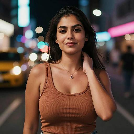 Night Street Portrait with Neon Bokeh