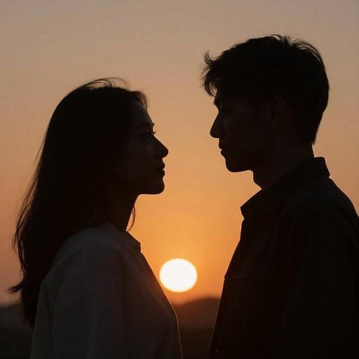 Intimate Silhouette of a Couple at Sunset