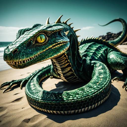 Emerald Sinuous Serpent on Beach Emerald Sinuous Serpent on Beach