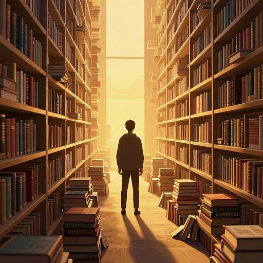 Cyberpunk Solitary Figure in Library