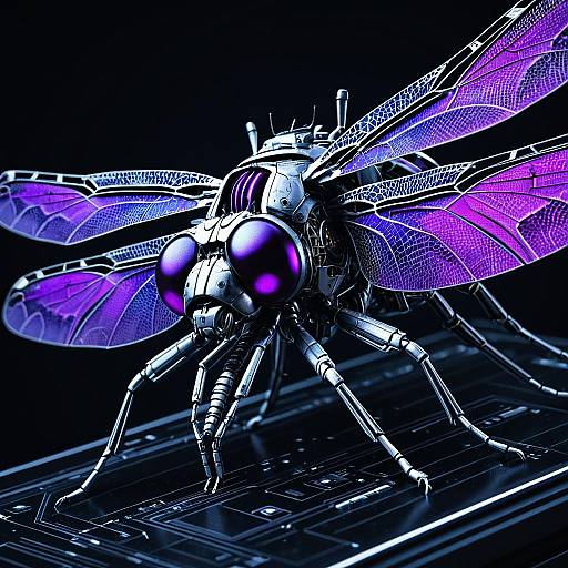 Hyperreal Purple Neon Mechanical Dragonfly