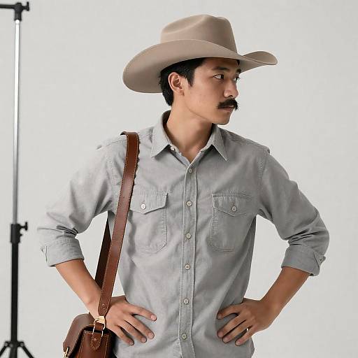 Profile Portrait of a Cowboy Style Man