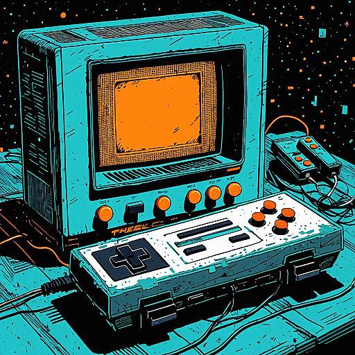 Retro Game Console with Glitch Effects