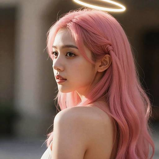 Haloed Pink-Haired Jibril Back Portrait