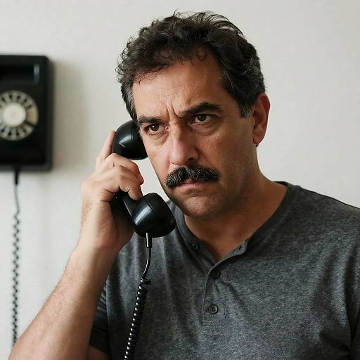 Intense Portrait of a Vintage Caller