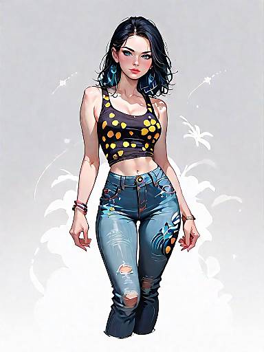 Casual Beige Tank with Camouflage Jeans