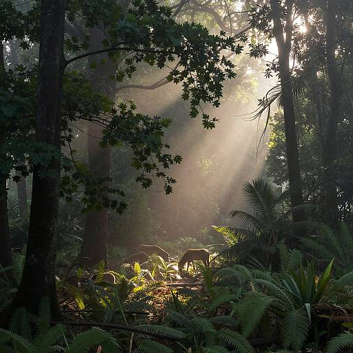 Serene Early Morning Mist Forest